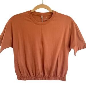 NWT Everlane Organic Cotton Cropped Tee Women Sz XXS Cinch Hem Burnt Orange Rust